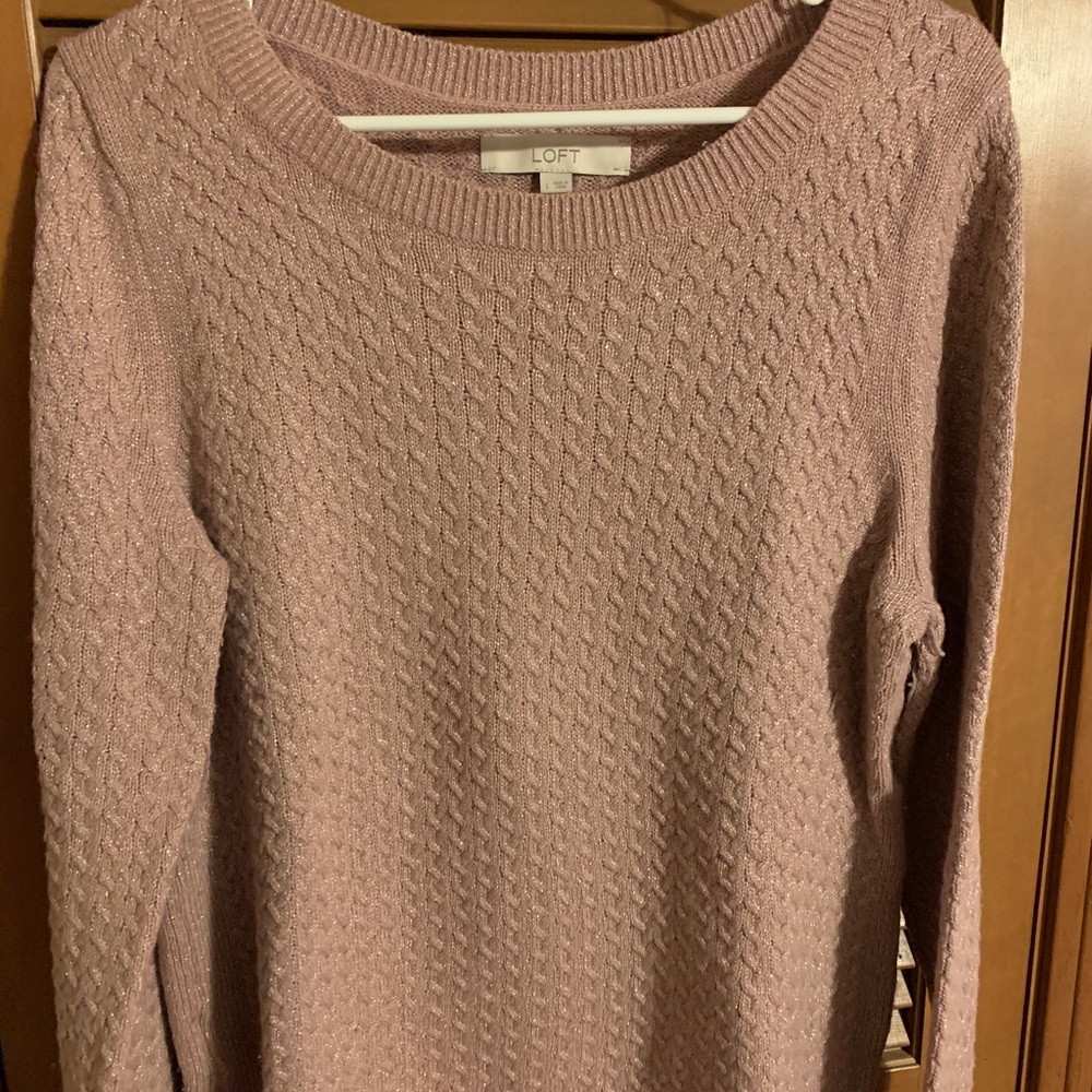 FREE WITH PURCHASE! Loft pink and silver metallic crewneck sweater